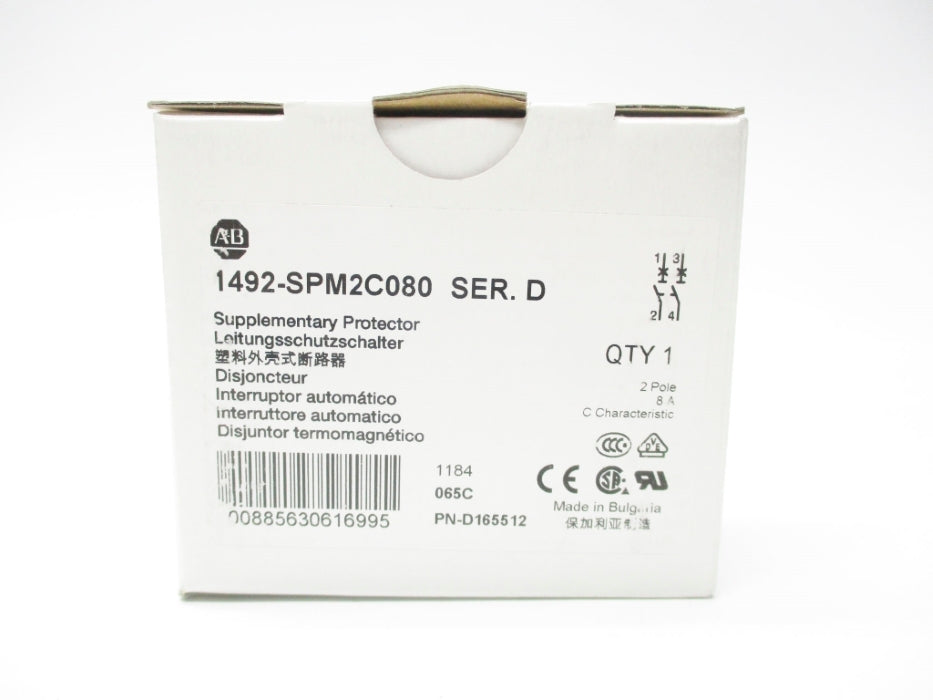 ALLEN BRADLEY 1492-SPM2C080 SER. D 8A 440V NSMP