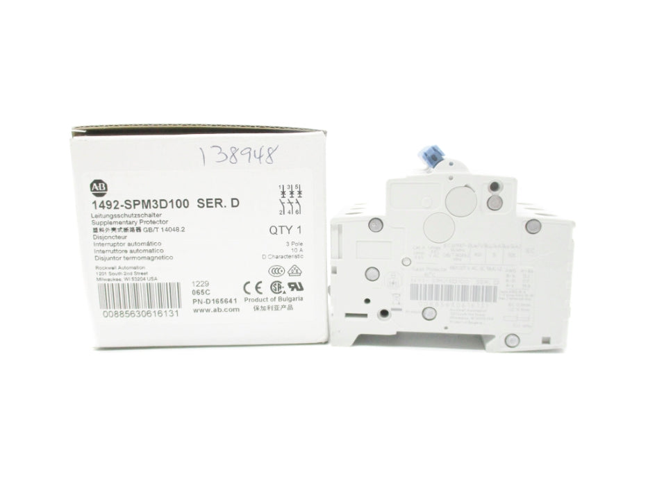 ALLEN BRADLEY 1492-SPM3D100 SER. D (WH) NSMP