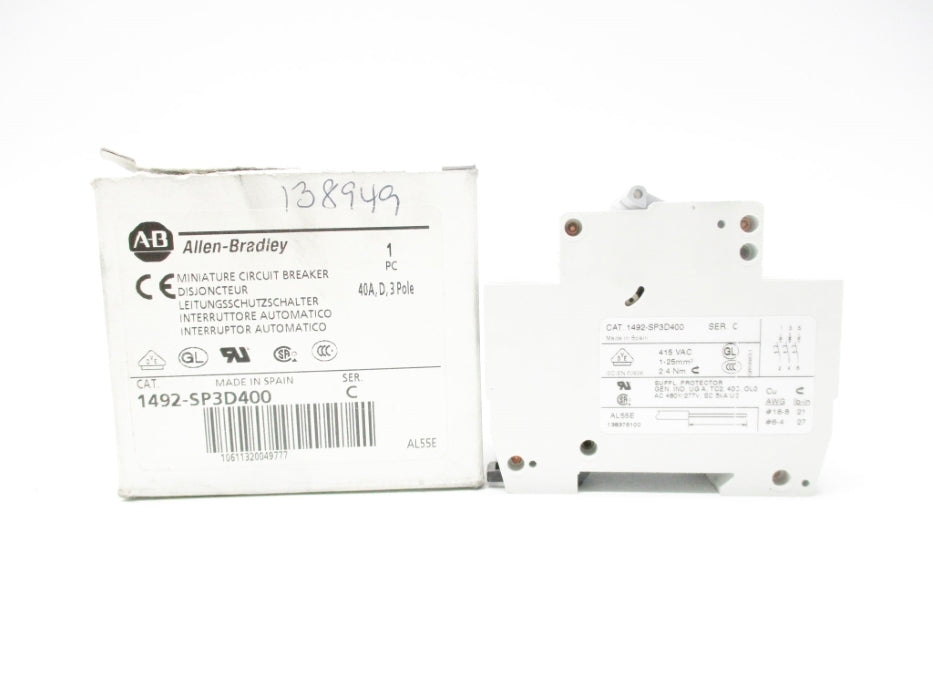 ALLEN BRADLEY 1492-SPM3D400 SER. C (WH) NSMP