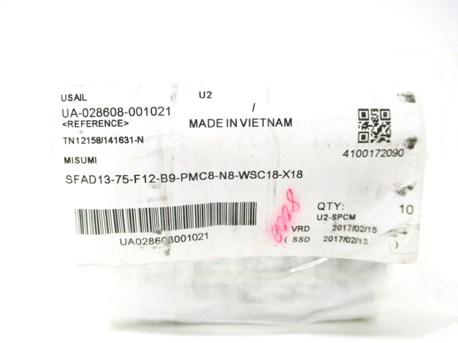MISUMI UA028608001021 SFAD13-75-F12-B9-PMC8-N8-WSC18-X18 (PKG OF 10) NSMP