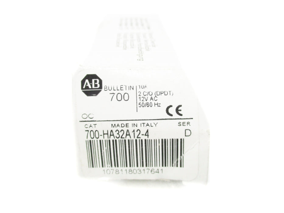 ALLEN BRADLEY 700-HA32A12-4 SER. D 12V (WH) NSMP
