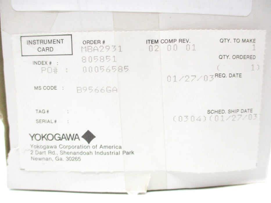 YOKOGAWA B9566GA NSMP