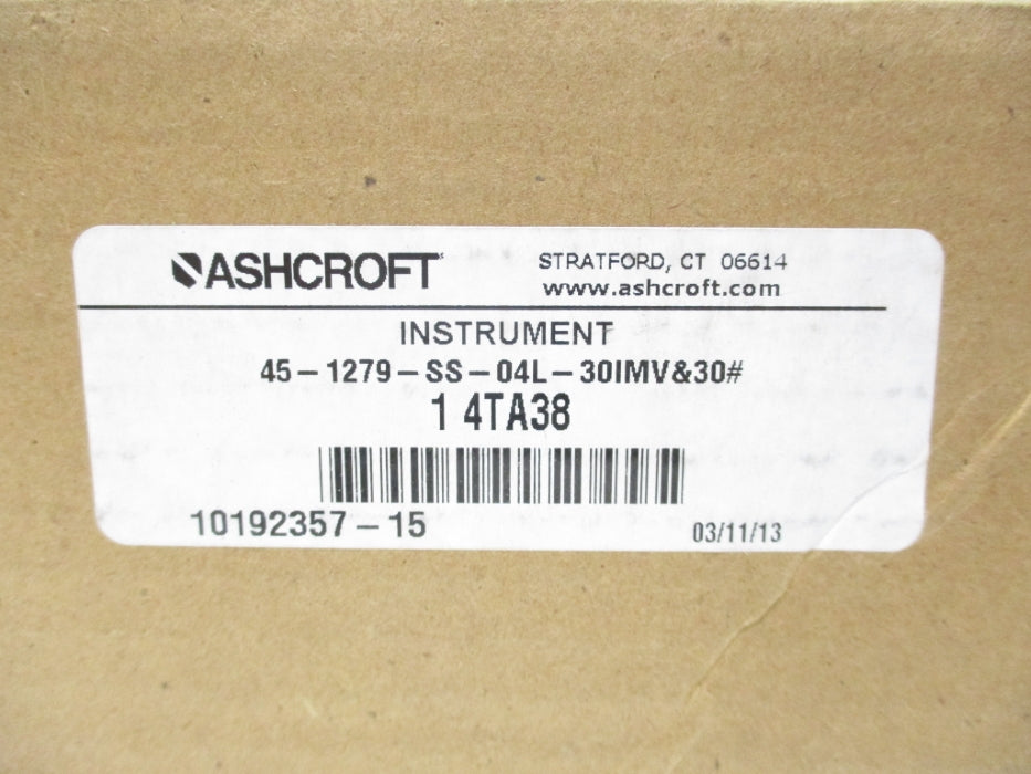 ASHCROFT 45-1279-SS-04L-30IMV&30# -30/30PSI NSMP