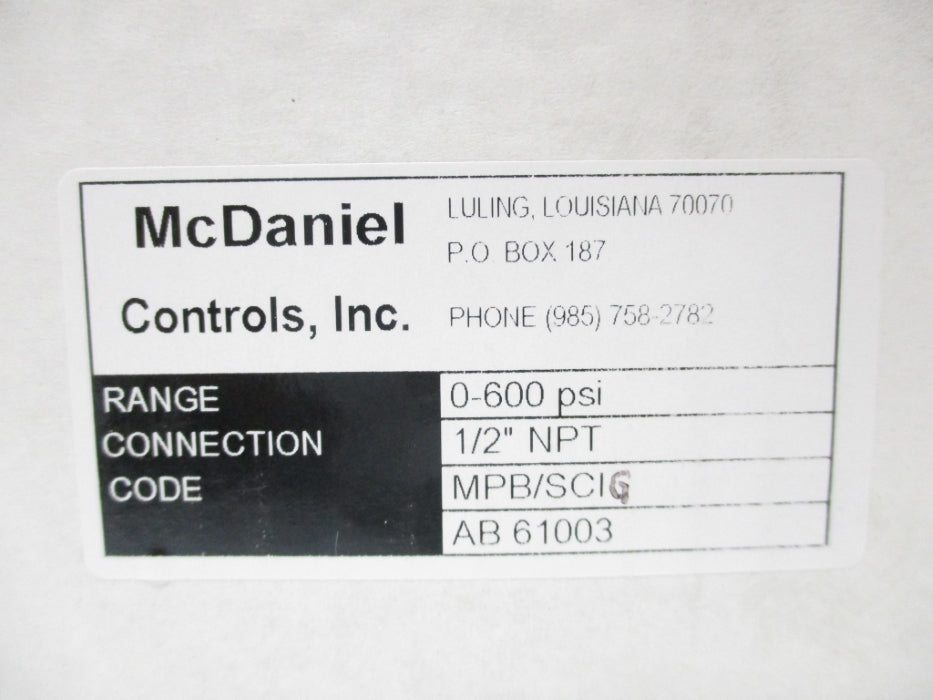 MCDANIEL AB610003 0-600PSI NSMP