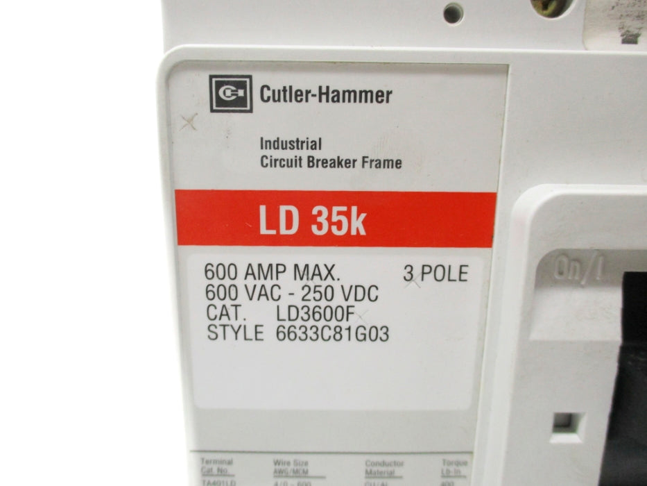CUTLER HAMMER LD3600F 600VAC 600A (AS PICTURED) UNMP