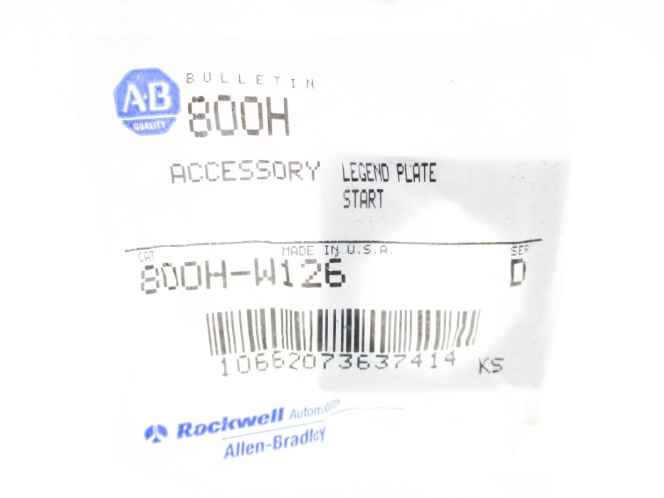 ALLEN BRADLEY 800H-W126 SER. D NSMP