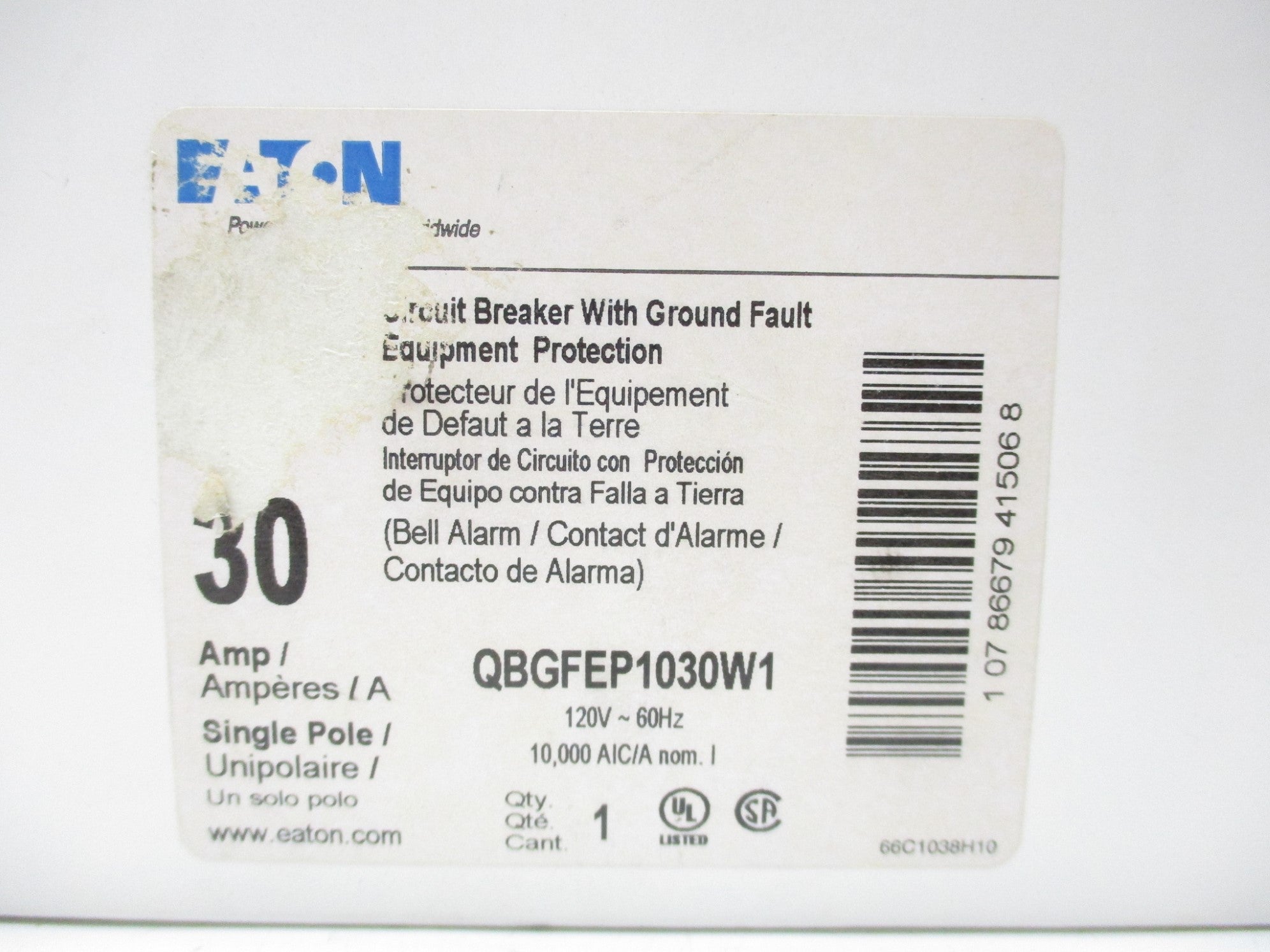 EATON QBGFEP1030W1 120V 30A NSMP