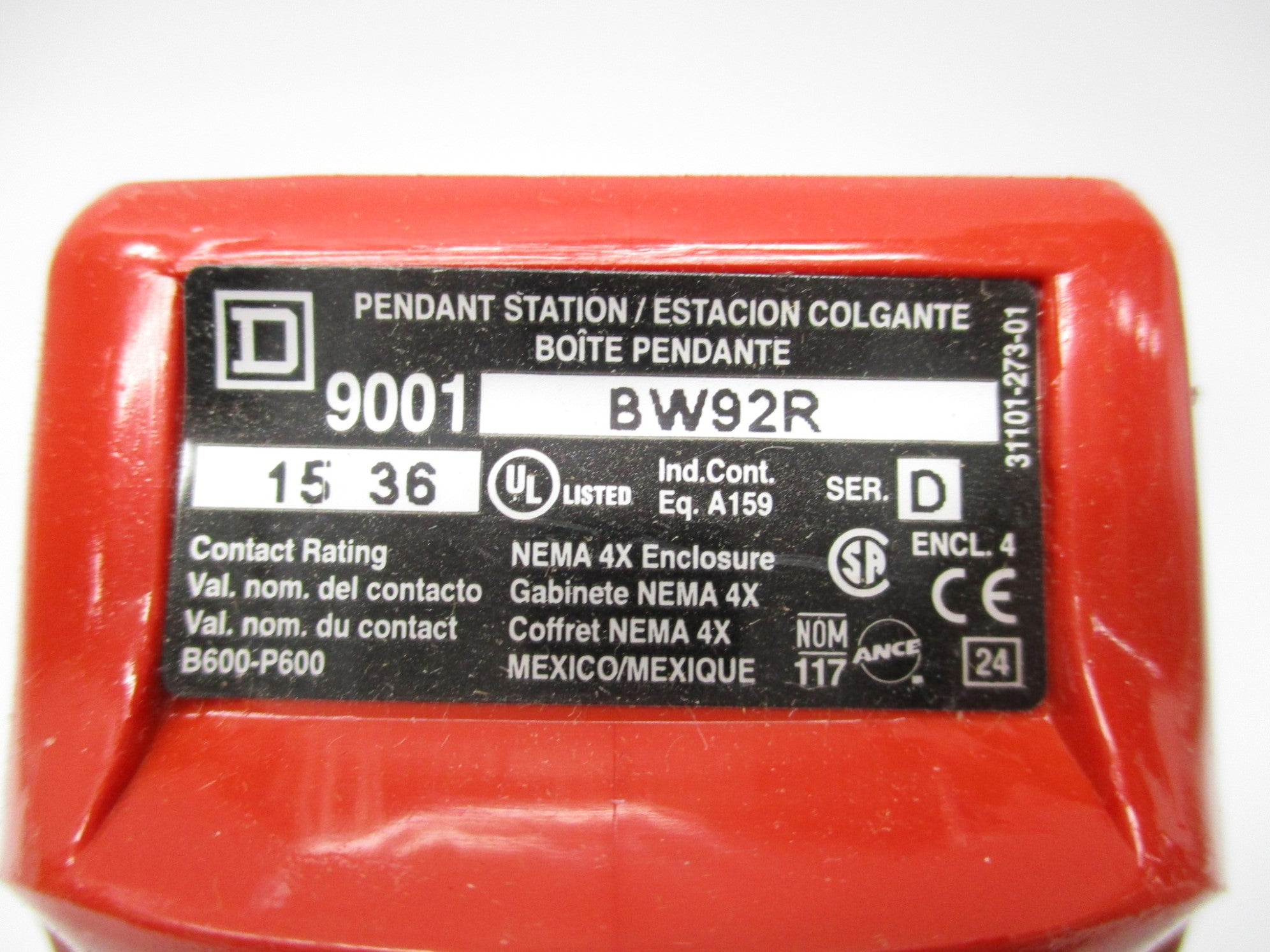 SQUARE D 9001BW92R SER. D NSNP