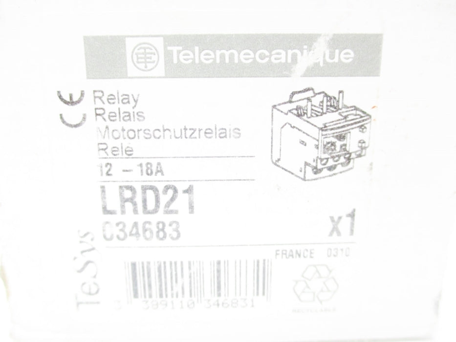 TELEMECANIQUE LRD21 600VAC 12-18A NSMP