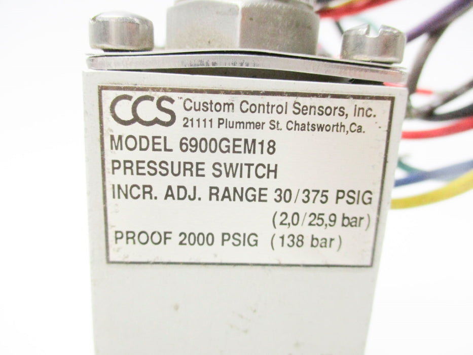 CUSTOM CONTROL SENSORS 6900GEM18 2000PSI UNMP