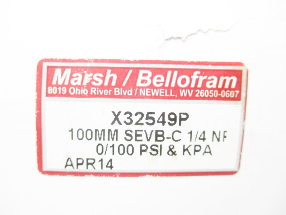 MARSH X32549P 0-100PSI NSMP