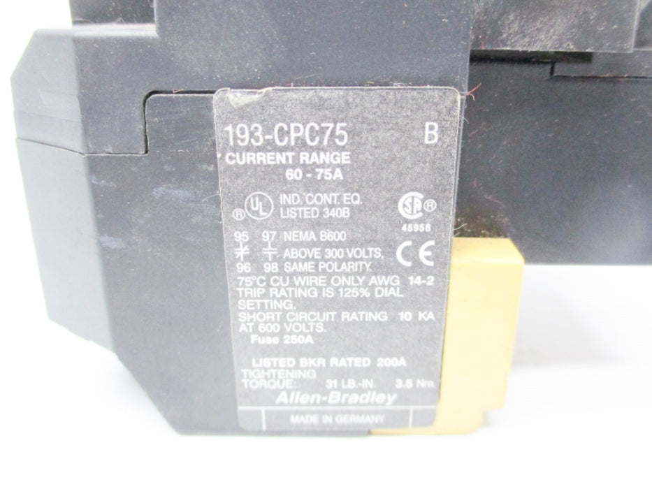 INDUSTRIAL SPARE PART 193-CPC75 SER. B 600V 60-75A UNMP