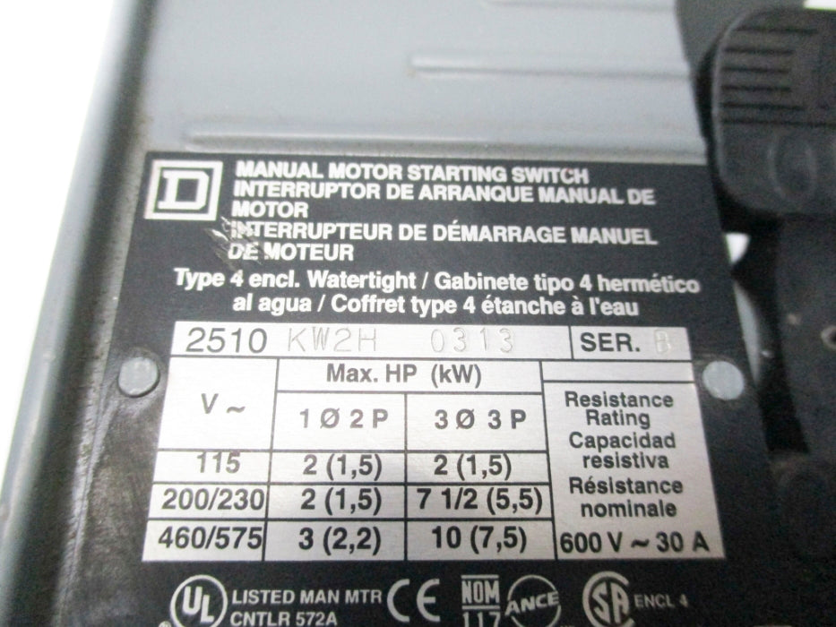 SQUARE D 2510KW2H0313 SER. B NSNP