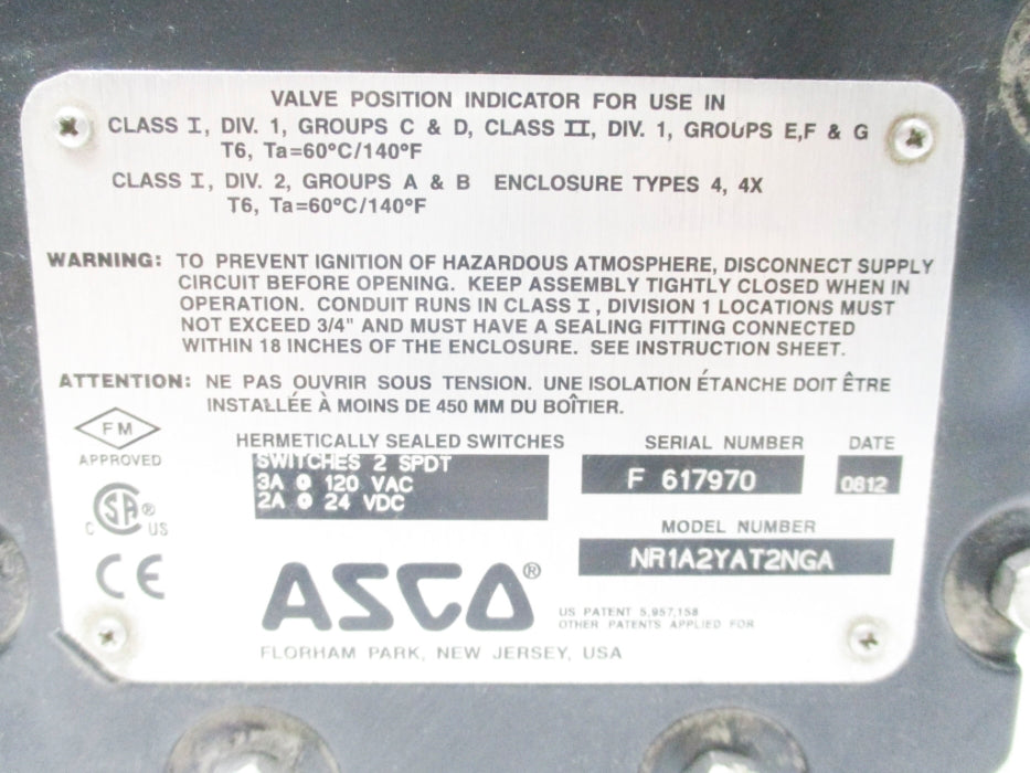 ASCO NR1A2YAT2NGA (AS PICTURED) NSNP
