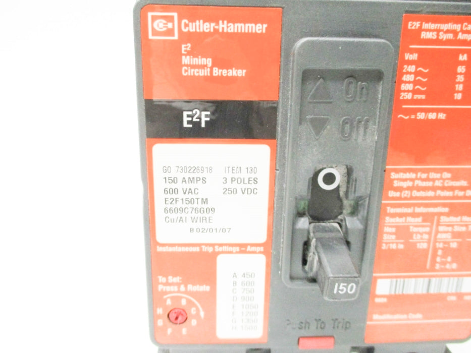 CUTLER HAMMER E2F150TM 150A 600V NSNP