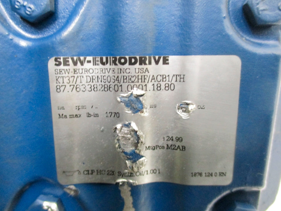 SEW EURODRIVE KT37/TDRN90S4/BE2HF/ACB1/TH NSNP