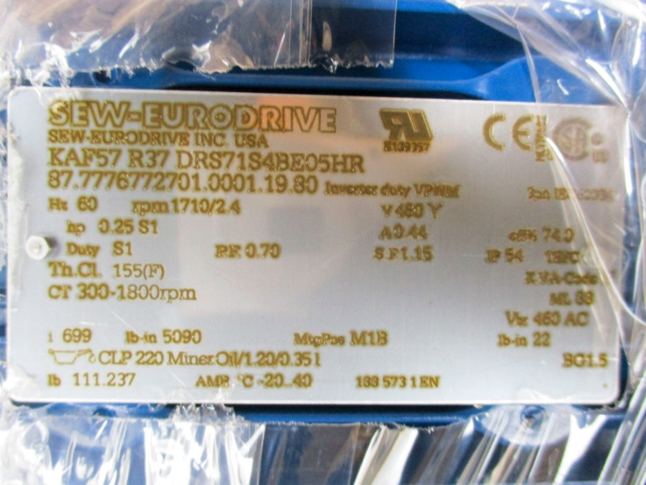 SEW EURODRIVE KAF57R37DRS71S4BE05HR NSMP