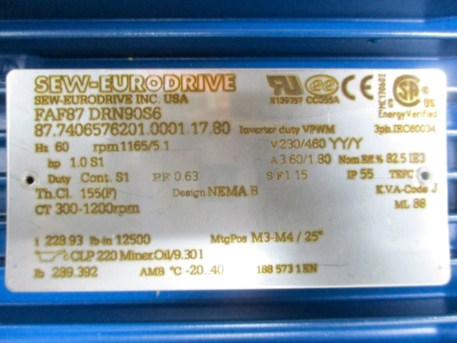 SEW EURODRIVE FAF87DRN90S6 NSMP