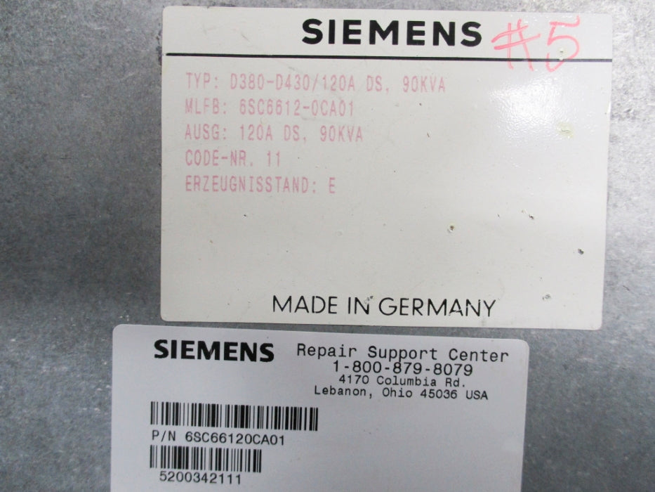SIEMENS 6SC66120CA01 D380-D430/120ADS,90KVA REMAN