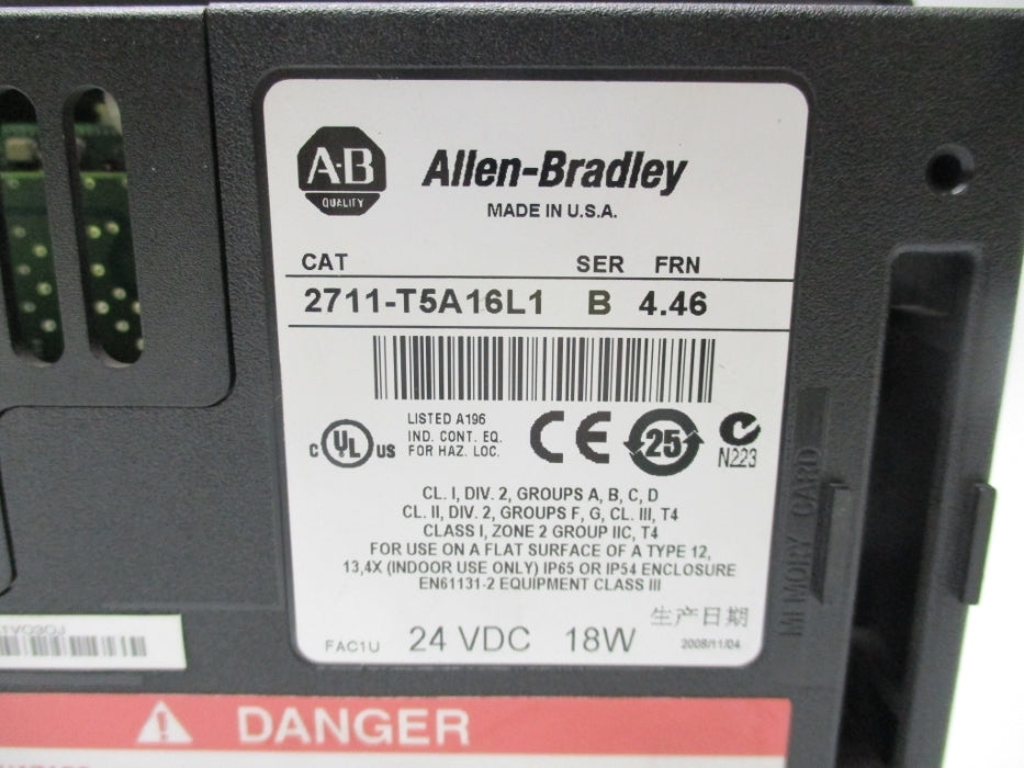 ALLEN BRADLEY 2711-T5A16L1 SER. B F/W 4.46 UNMP