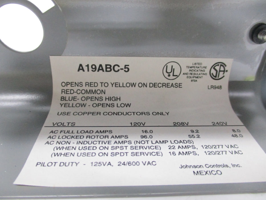 JOHNSON CONTROLS A19ABC-5 NSNP