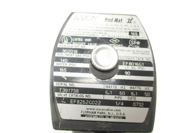ASCO EF8262G022 110/120V 165PSI UNMP