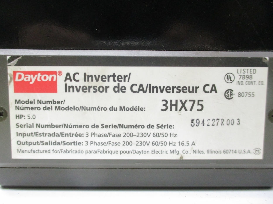DAYTON 3HX75 UNMP