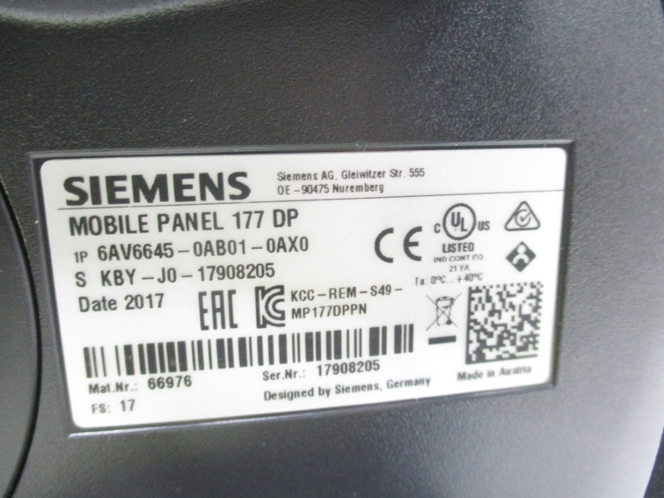 SIEMENS 6AV6645-0AB01-0AX0 (AS PICTURED) NSNP