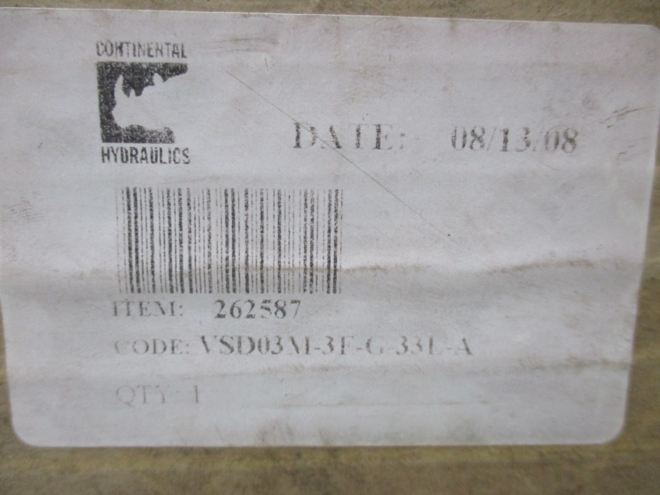 CONTINENTAL HYDRAULICS VSD03M-3F-G-33L-A 120VAC 5000PSI NSMP