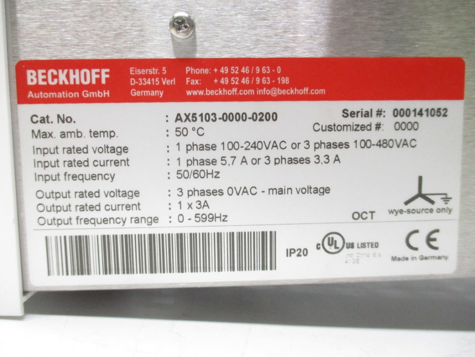 BECKHOFF AX5103-0000-0200 UNMP