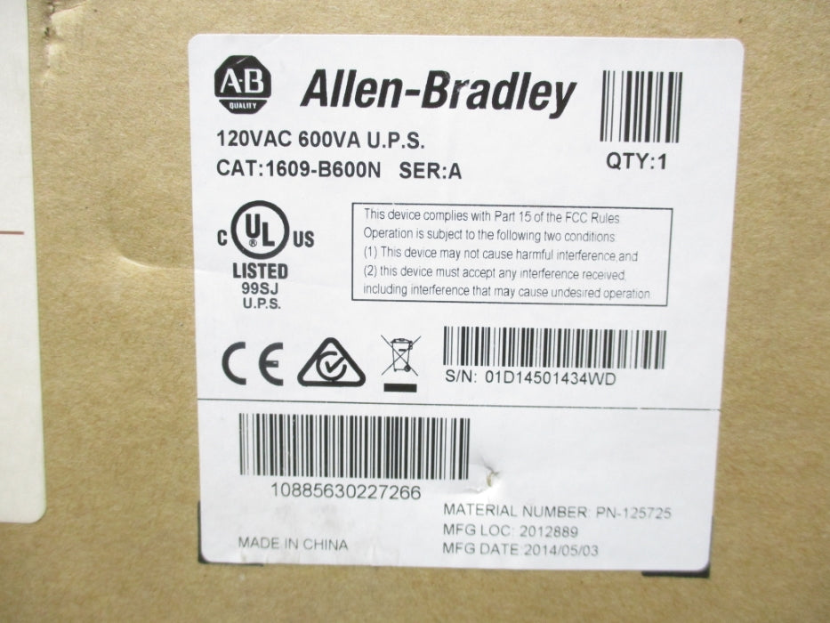 ALLEN BRADLEY 1609-B600N SER. A (BR/WH) NSMP