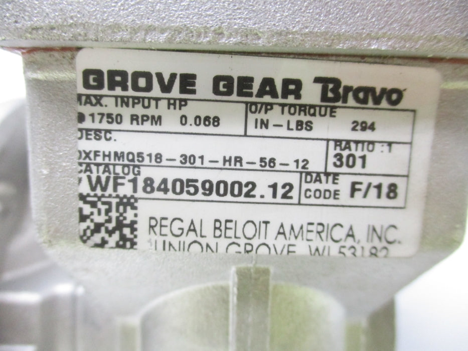 GROVE GEAR WF184059002.12 NSNP