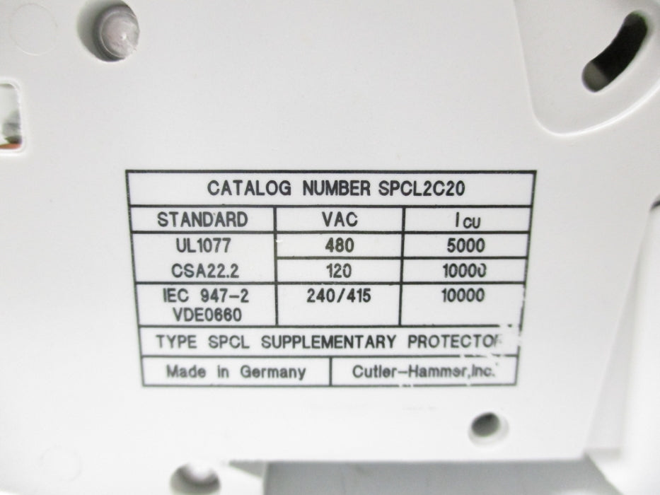 CUTLER-HAMMER SPCL2C20 480VAC 20A NSNP