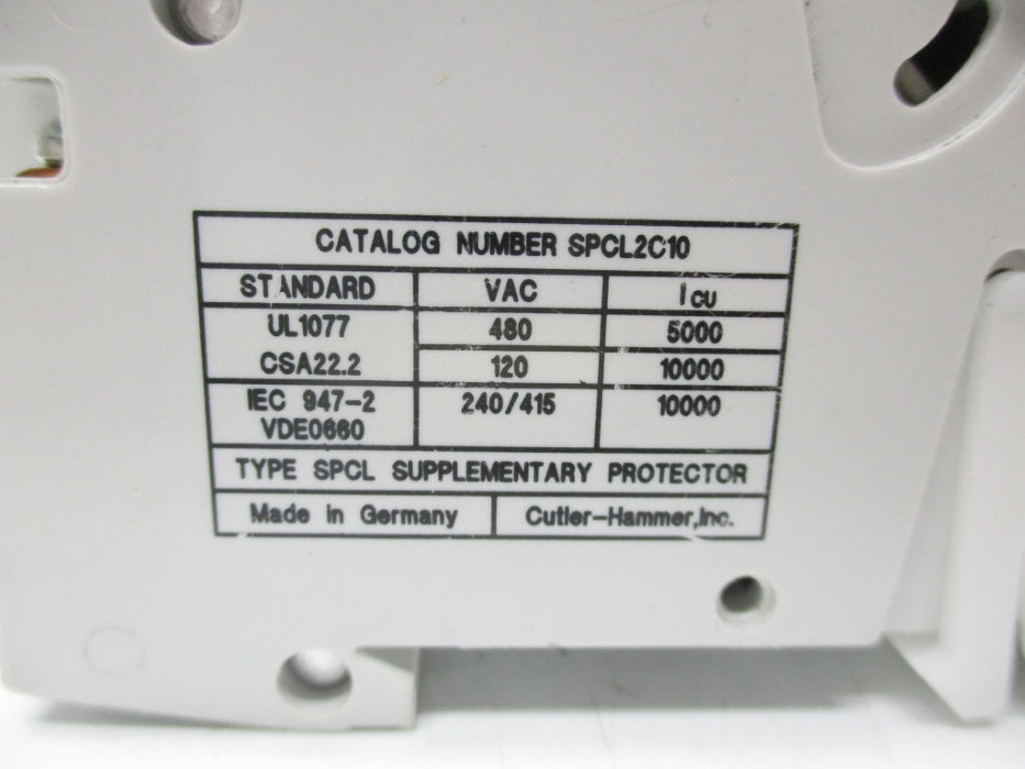 CUTLER HAMMER SPCL2C10 480VAC 10A NSNP