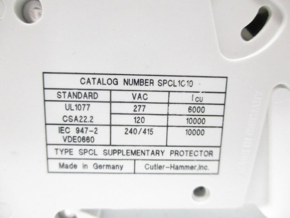 CUTLER HAMMER SPCL1C10 240/415VAC 10A NSNP
