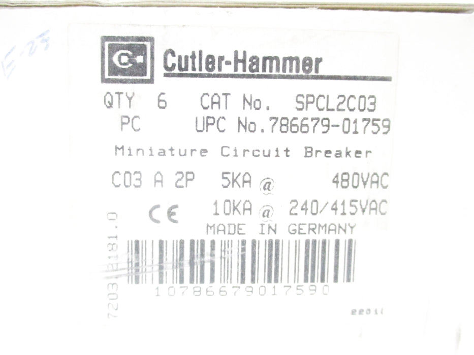 CUTLER HAMMER SPCL2C03 480V (PKG OF 6) NSMP
