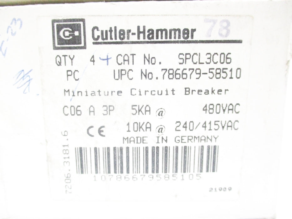 CUTLER HAMMER SPCL3C06 240/415/480V 6A (PKG OF 4) NSMP