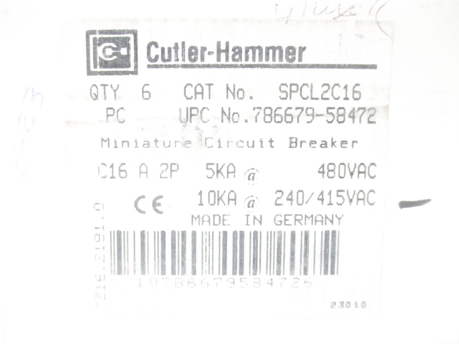 CUTLER HAMMER SPCL2C16 480V (PKG OF 6) NSMP