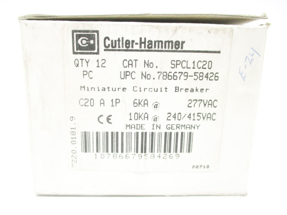 CUTLER HAMMER SPCL1C20 277V (PKG OF 12) NSMP