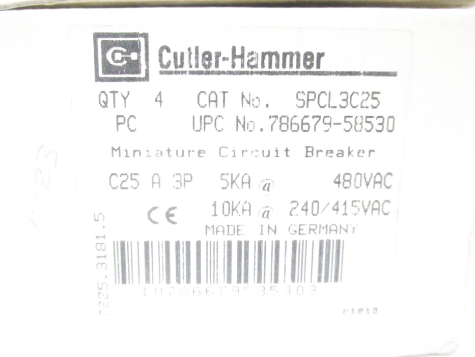 CUTLER HAMMER SPCL3C25 240/415/480VAC 25A (PKG OF 4) NSMP