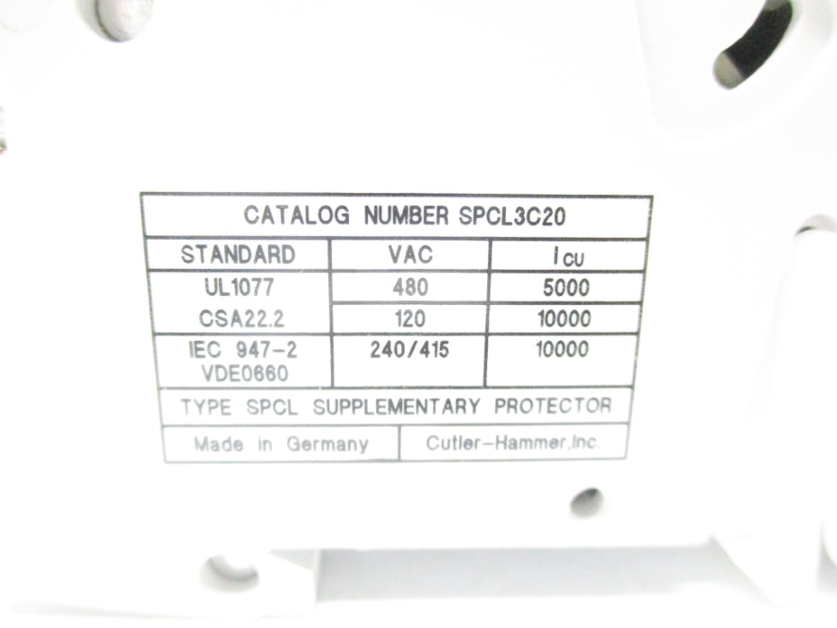 CUTLER HAMMER SPCL3C20 480V NSNP