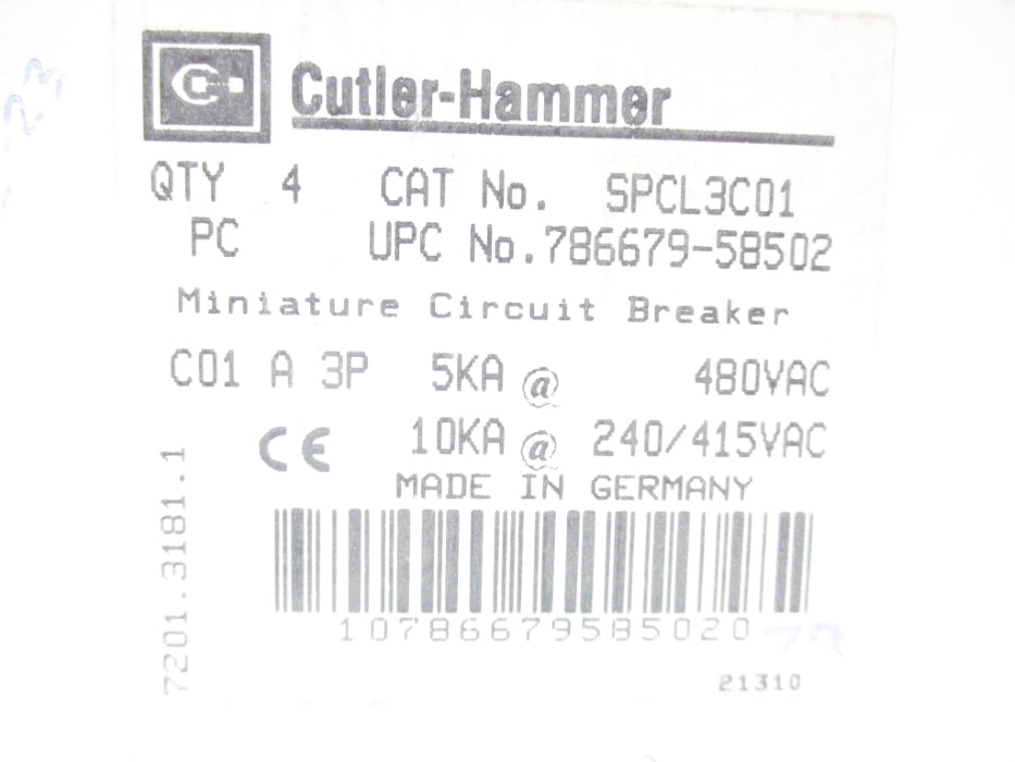 CUTLER HAMMER SPCL3C01 480V (PKG OF 4) NSMP