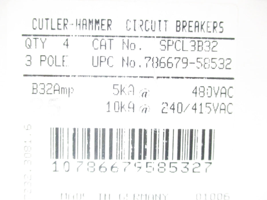 CUTLER HAMMER SPCL3B32 480V (PKG OF 4) NSMP