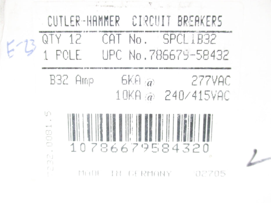 CUTLER HAMMER SPCL1B32 277V (PKG OF 12) NSMP