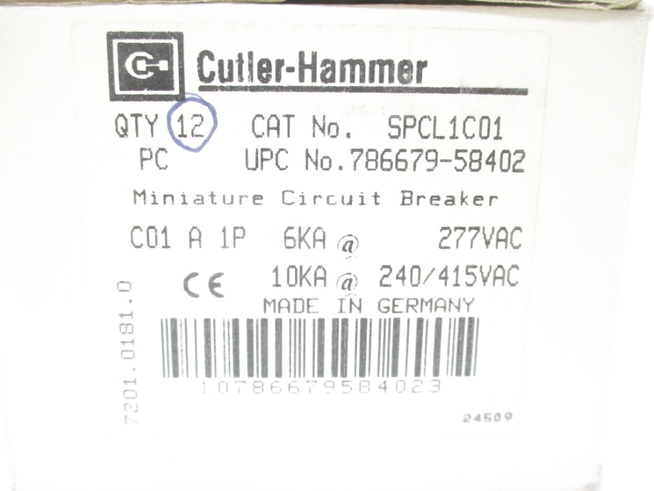 CUTLER HAMMER SPCL1C01 277V (PKG OF 12) NSMP