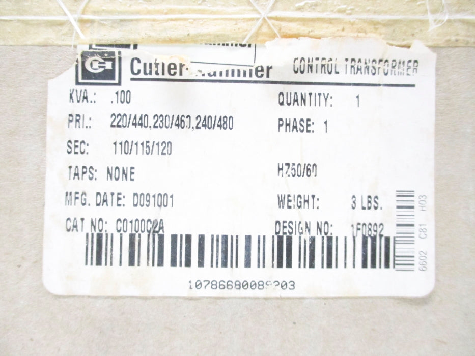 CUTLER HAMMER C0100C2A 120V 100KVA NSMP