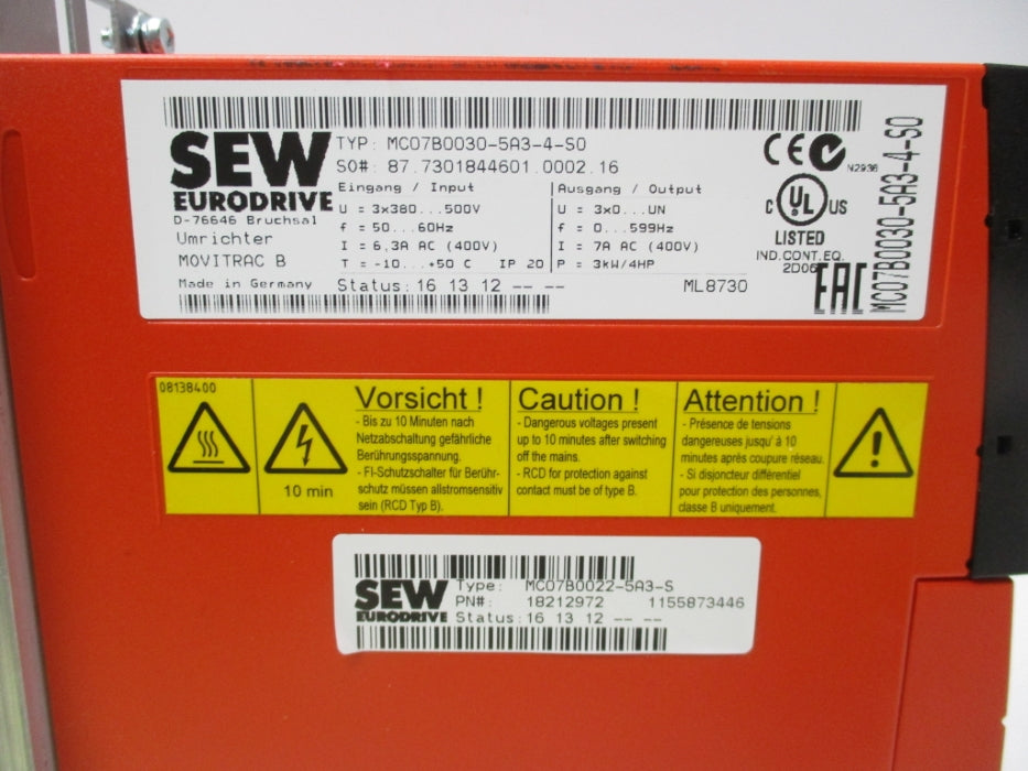 SEW EURODRIVE MC07B0030-5A3-4-S0 UNMP