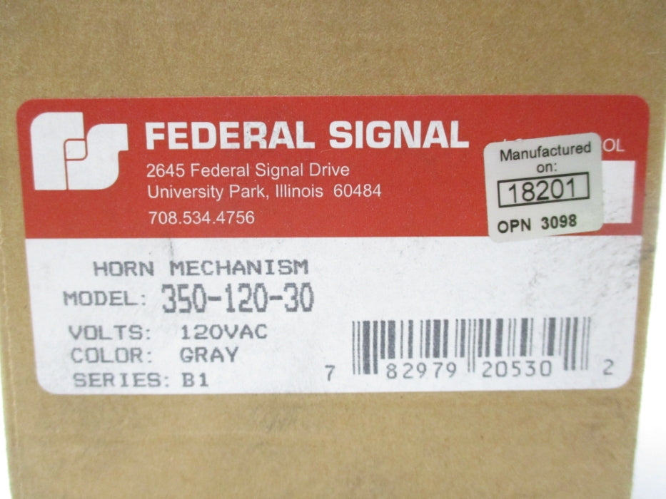 FEDERAL SIGNAL 350-120-30 4A967 SER. B1 120V 0.22/0.18A NSMP