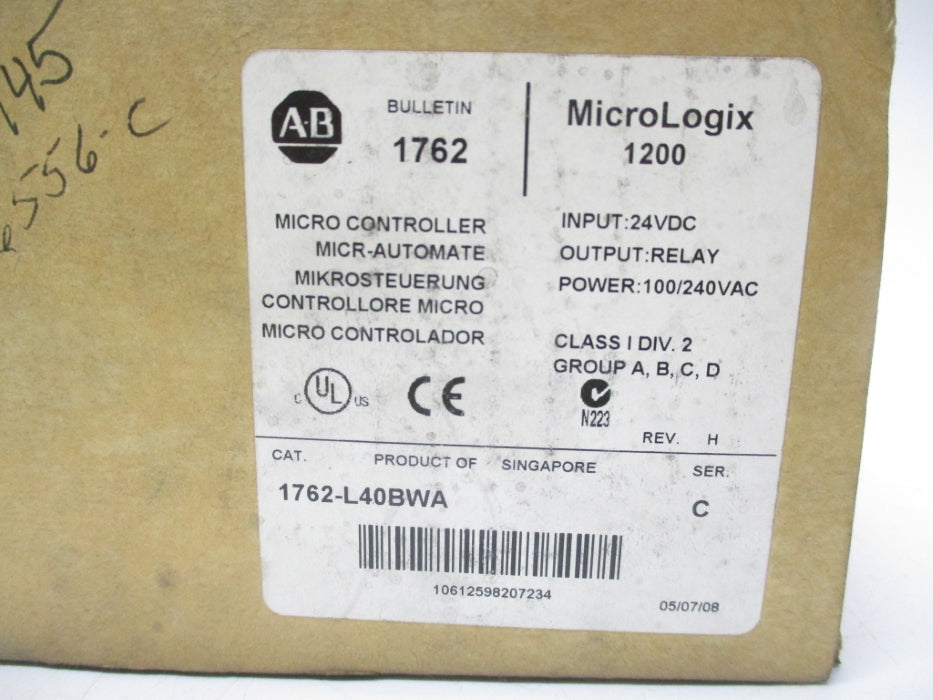 ALLEN BRADLEY 1762-L40BWA SER. C F/W 11 NSMP