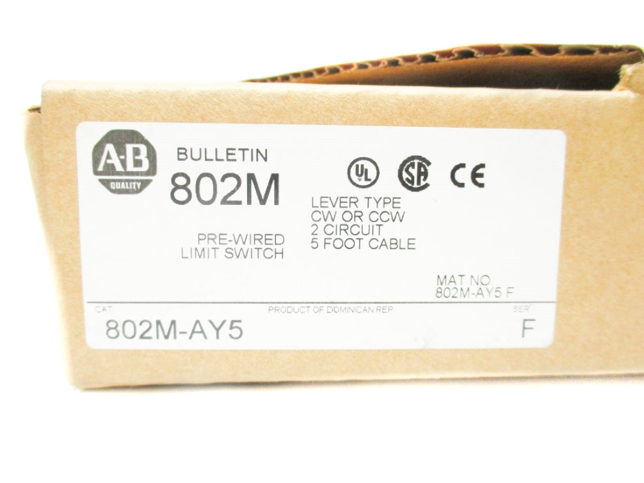 ALLEN BRADLEY 802M-AY5 SER. F 120-600VAC 60A (BR/WH) NSMP